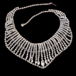 Vintage White Crystal Statement Bib Necklace